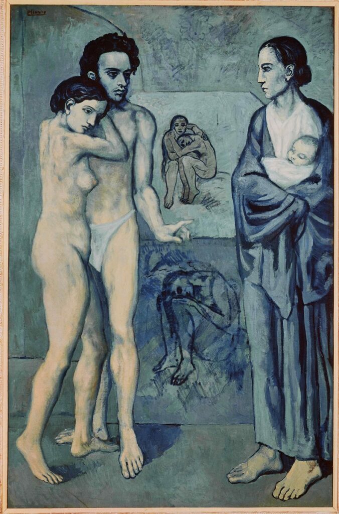 Tabloul La Vie, al lui Pablo Picasso, face parte din Perioada albastră a artistului. Acesta include imaginea nud ascunsă în tabloul lui Pablo Picasso, The Lonesome Crouching Nude.