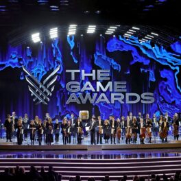 Scena The Game Awards 2021, cu albastru pe fundal