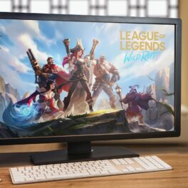 Monitor de calculator cu imagine League of Legends, aflat pe un birou. Dezvoltatorul LOL; Riot Games, va plăti 100 de milioane de dolari
