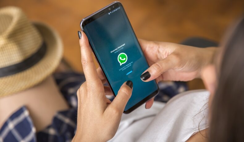 Utilizator care are un telefon cu WhatsApp pe ecran. WhatsApp ar putea adăuga încă o bifă albastră