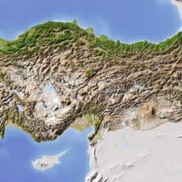 Turcia, reprezentată pe hartă în relief. Continentul uitat care a fost redescoperit, Balkanatolia, se afla în această zonă