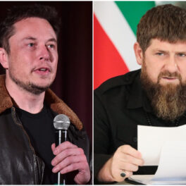 Colaj Elon Musk și Ramzan Kadîrov, ambii îmbrăcați în negru. Elon Musk și-a schimbat numele pe Twitter