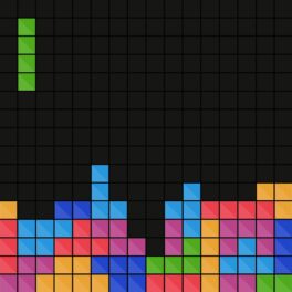 Joc Tetris, care împlinește 38 de ani, pe fundal negru