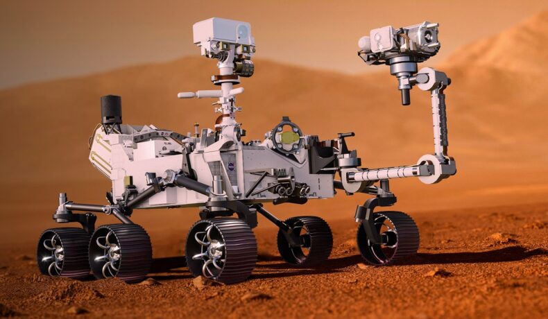 Roverul Perseverance, care se află pe Marte, unde oamenii au lăsat tone de gunoi