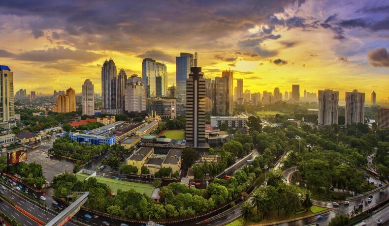 Imagine cu Jakarta, grădină și zgârie-nori, care face parte din țările și orașele care ar putea să dispară