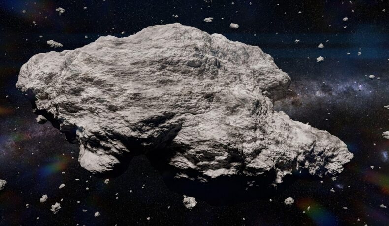 Asteroid în spațiu, similar cu 16 Psyche, asteroidul care ar putea fi de 70.000 de ori mai valoros decât întreaga economie globală
