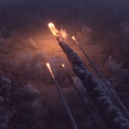 Meteori care se prăbușesc pe Pământ, pentru a ilustra cum NASA a dezvăluit adevăratul motiv pentru care o flotă Starlink a fost doborâtă