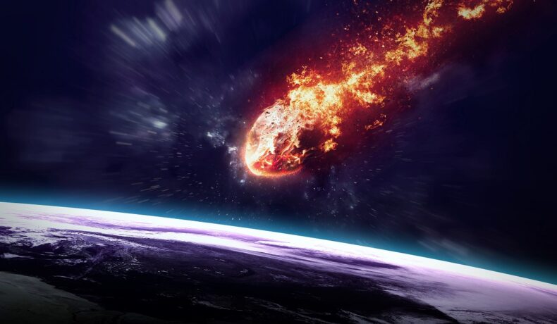 Un meteorit în flăcări care se îndreaptă spre Pământ, pentru a ilustra o minge de foc care s-a prăbușit în SUA
