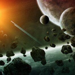 Planetă lângă o stea, cu o centură de asteroizi lângă, pentru a ilustra cum Kepler a descoperit 3 exoplanete