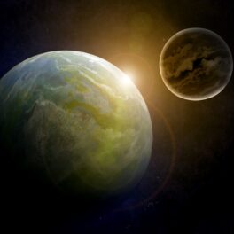 2 planete cu o stea între ele, una mai mare decât cealaltă, precum cea mai mare planetă descoperită vreodată