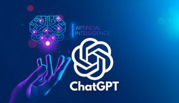 Logo ChatGPT pe fundal albastru, cu umbra unei mâini, pentru a ilustra de ce să joci poker fără ChatGPT
