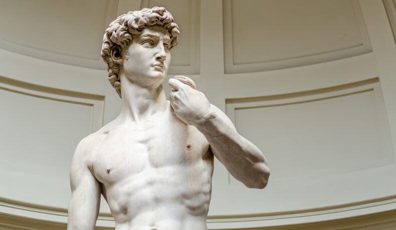Scultura lui David a lui Michelangelo, pe care artistul a realizat-o înainte să se ascundă în camera secretă
