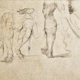 Desene de pe pereții din camera secretă a lui Michelangelo, pe fundal alb