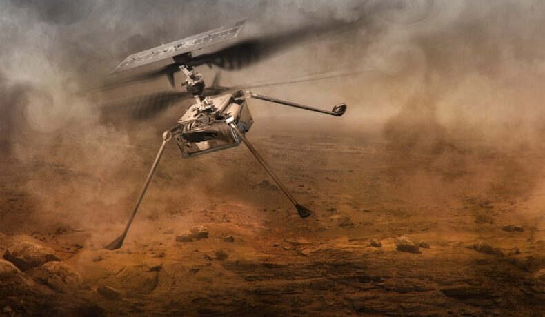 Elicopterul Ingenuity, cu care NASA a restabilit contactul, cânc elicopterul zboară pe Marte